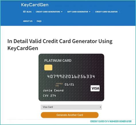 You access the website and generate your valid credit card number within a short time. . Credit card generator with cvv and expiration date and zip code